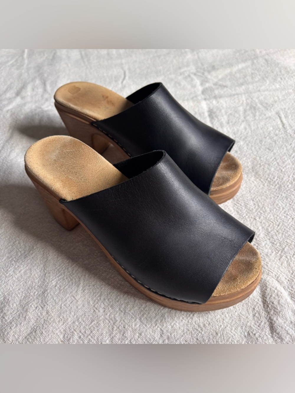 Calou Stockholm Frida black open toe mule size 38